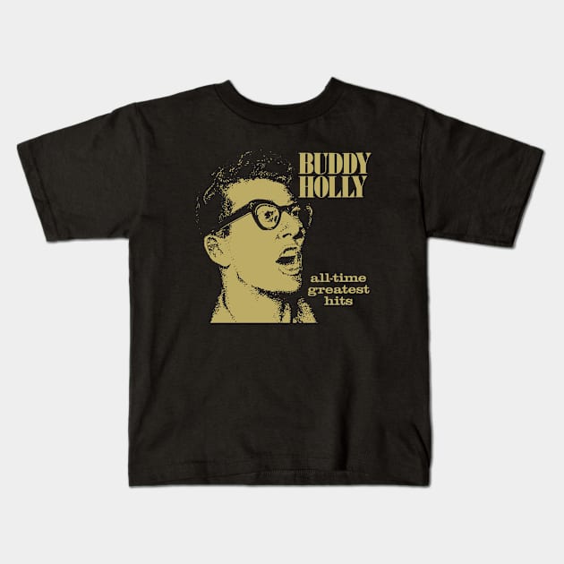 Buddy Holly All Time Greatest Hits Disc 1 Album Cover Kids T-Shirt by chaxue